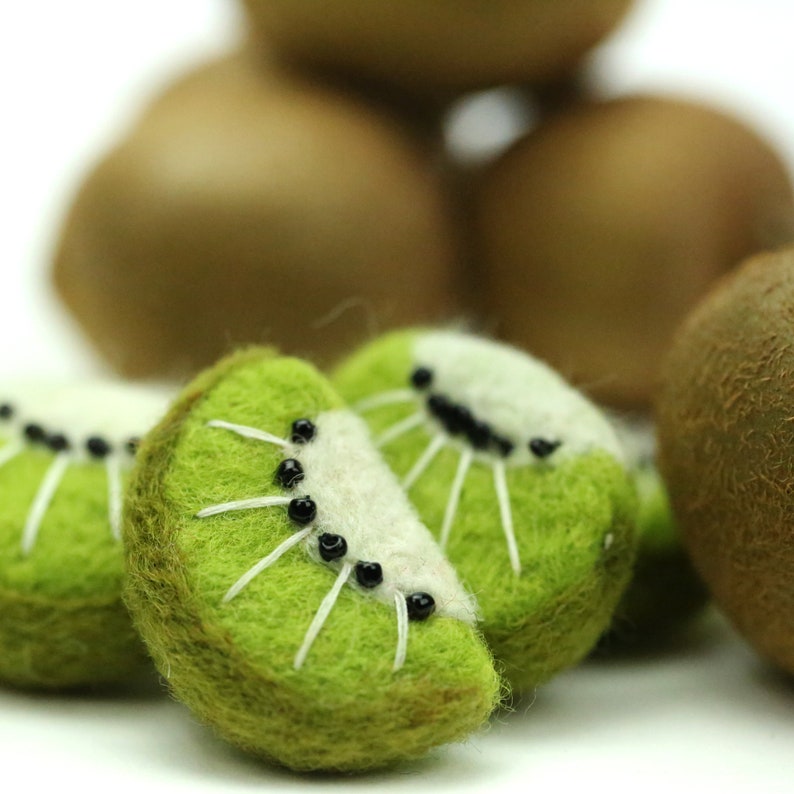 Filz Kiwi Scheiben 2 cm breit 1,5 cm hoch Handgefertigt