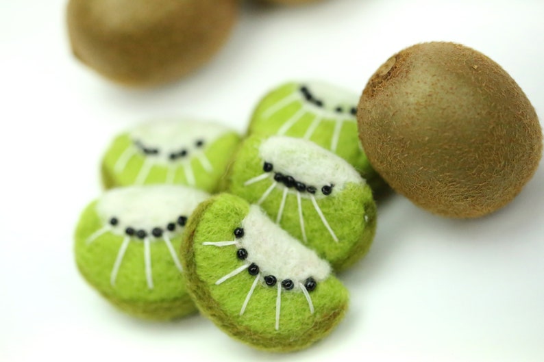 Filz Kiwi Scheiben 2 cm breit 1,5 cm hoch Handgefertigt