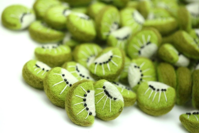 Filz Kiwi Scheiben 2 cm breit 1,5 cm hoch Handgefertigt