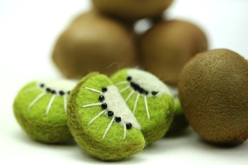 Filz Kiwi Scheiben 2 cm breit 1,5 cm hoch Handgefertigt