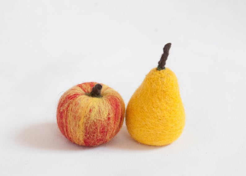Nadel gefilzte Früchte Set, 10 Stück, Herbst Deko, Apfel, Banane, Birne
