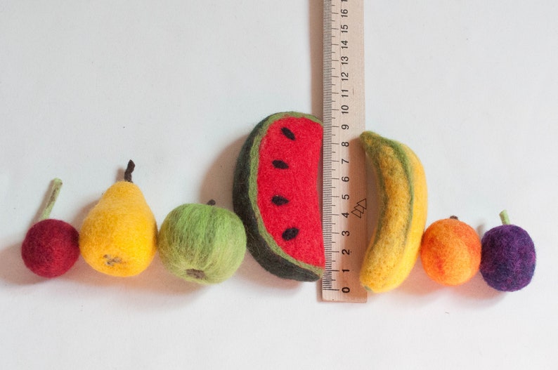 Nadel gefilzte Früchte Set, 10 Stück, Herbst Deko, Apfel, Banane, Birne
