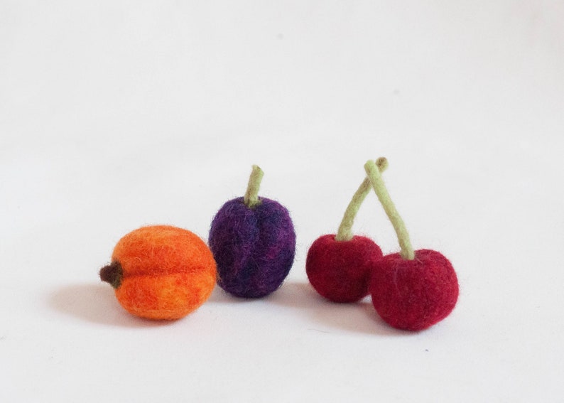 Nadel gefilzte Früchte Set, 10 Stück, Herbst Deko, Apfel, Banane, Birne