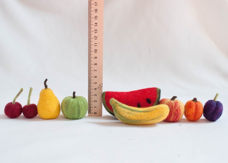 Nadel gefilzte Früchte Set, 10 Stück, Herbst Deko, Apfel, Banane, Birne
