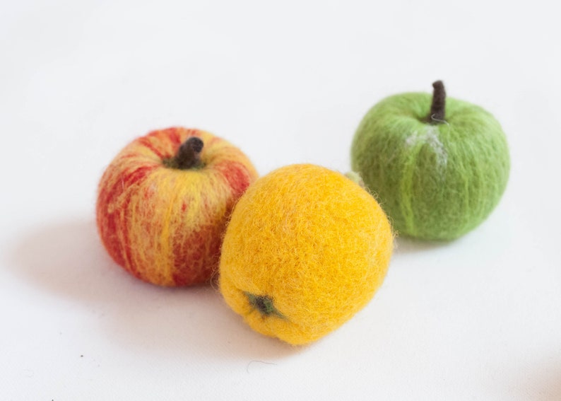 Nadel gefilzte Früchte Set, 10 Stück, Herbst Deko, Apfel, Banane, Birne