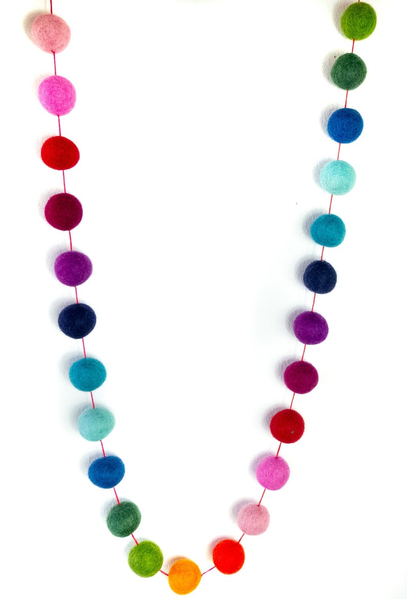 Filzkugel-Girlande 140 cm, bunt oder Natur, 45 Kugeln, 2 cm Durchmesser