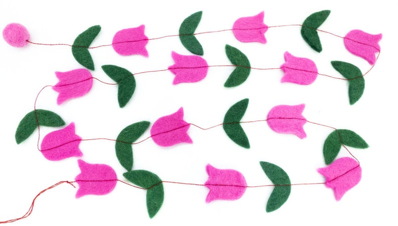 Filz Tulpen Girlande 160 cm bunt 12 Blüten Frühlingsdeko Osterdeko
