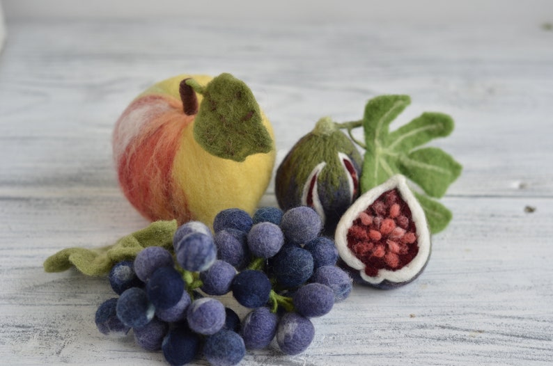 Dekorative Nadel gefilzte frische Feigen für Tisch oder Regal Dekor, Handgemachte Feige, Dekor Früchte