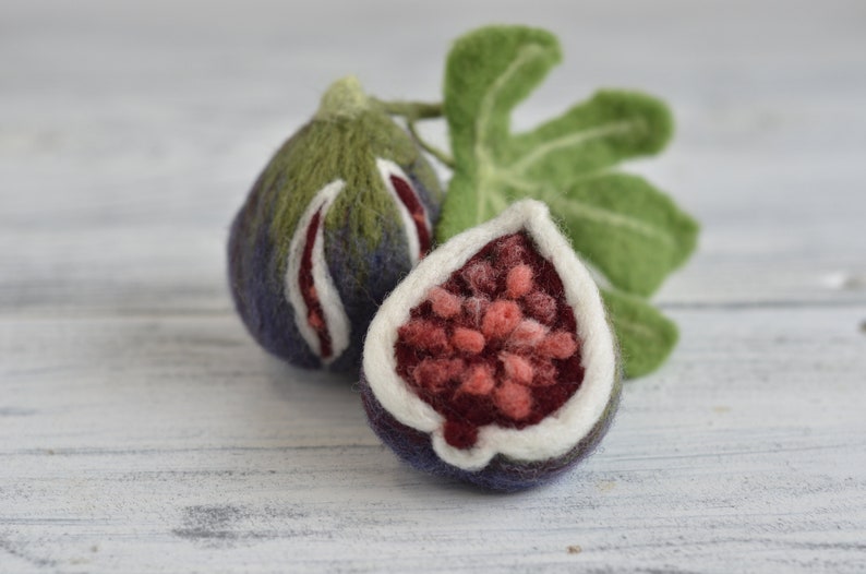 Dekorative Nadel gefilzte frische Feigen für Tisch oder Regal Dekor, Handgemachte Feige, Dekor Früchte