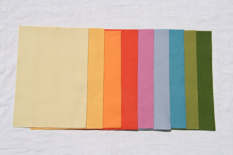 Wollfilz Pastellfarben Regenbogen 9 Stück 20x30 cm 100% Schurwolle