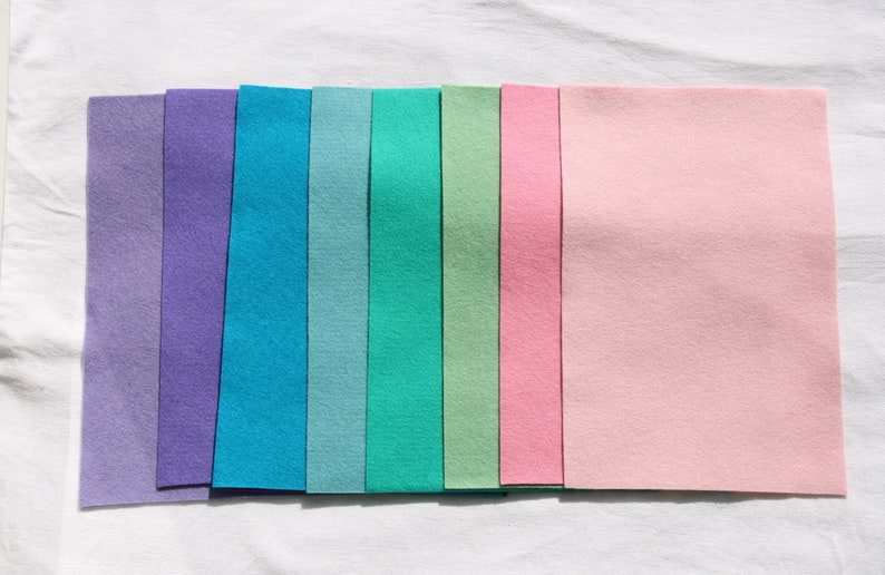 Wollfilz Paket Meerjungfrau und Feen 9 Stück 20x30 cm Schurwolle Bastelmaterial