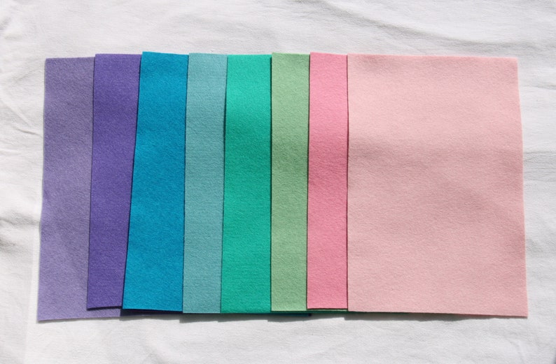 Wollfilz Paket Meerjungfrau und Feen 9 Stück 20x30 cm Schurwolle Bastelmaterial