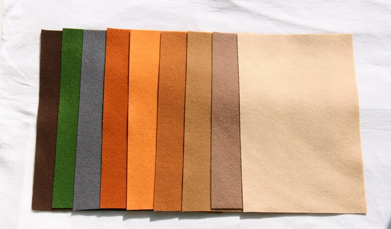 Wollfilz Erdfarben Brauntöne Paket 9 Stück 20x30 cm Schurwolle Bastelmaterial