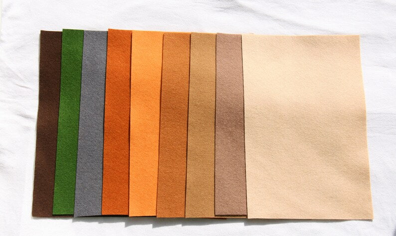 Wollfilz Erdfarben Brauntöne Paket 9 Stück 20x30 cm Schurwolle Bastelmaterial