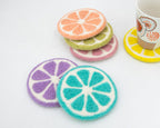 Runde Filz Obst Untersetzer, 10 cm, Filz Untersetzer Set, 6 Farben