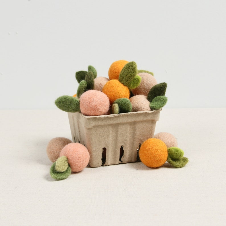 Wollfilz Clementine 6er Pack - DIY Girlande, Mobile, Foto Requisiten, Filz Obst, Lebensmittel, Sommer Dekoration