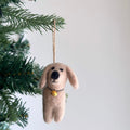 Filz Dackel Weihnachtsverzierung, handgefertigter Baumschmuck aus Wolle, 4 Zoll