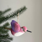 Nadelgefilzter Kolibri Weihnachtsschmuck, Handgefertigt, 100% Wolle, Rot, 11,4 cm