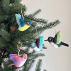 Nadelgefilzter Kolibri Weihnachtsschmuck, Handgefertigt, 100% Wolle, Rot, 11,4 cm