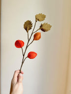 Orange Physalis Zweig handgefilzt 48cm Dekoration