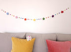 Filz Girlande mit Sternen und Kugeln Regenbogen Farben 1.5 Meter