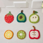 Wollfilz Untersetzer Obst Avocado Apfel Birne Orange Zitrone 11-12 cm