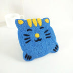 Handgefilzte Kitty Katzen Untersetzer aus Wollfilz, Cats Mug Rug, 11-12 cm