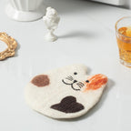 Wollfilz Untersetzer Kaffeetasse Matte - Fatty Cat Mug Rug, Handgefertigt, 11-12 cm