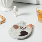 Wollfilz Untersetzer Kaffeetasse Matte - Fatty Cat Mug Rug, Handgefertigt, 11-12 cm