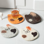 Wollfilz Untersetzer Kaffeetasse Matte - Fatty Cat Mug Rug, Handgefertigt, 11-12 cm