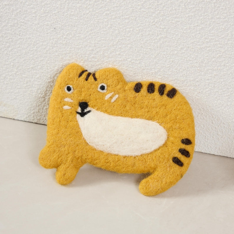 Wollfilz Kaffeetasse Untersetzer Katzen Design Handgemacht 11-12 cm