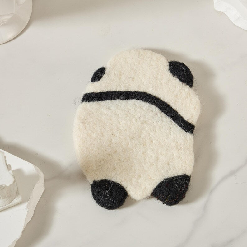 Wollfilz Panda Untersetzer Handgefertigt 11-12 cm