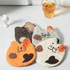 Wollfilz Untersetzer Kaffeetasse Matte - Fatty Cat Mug Rug, Handgefertigt, 11-12 cm