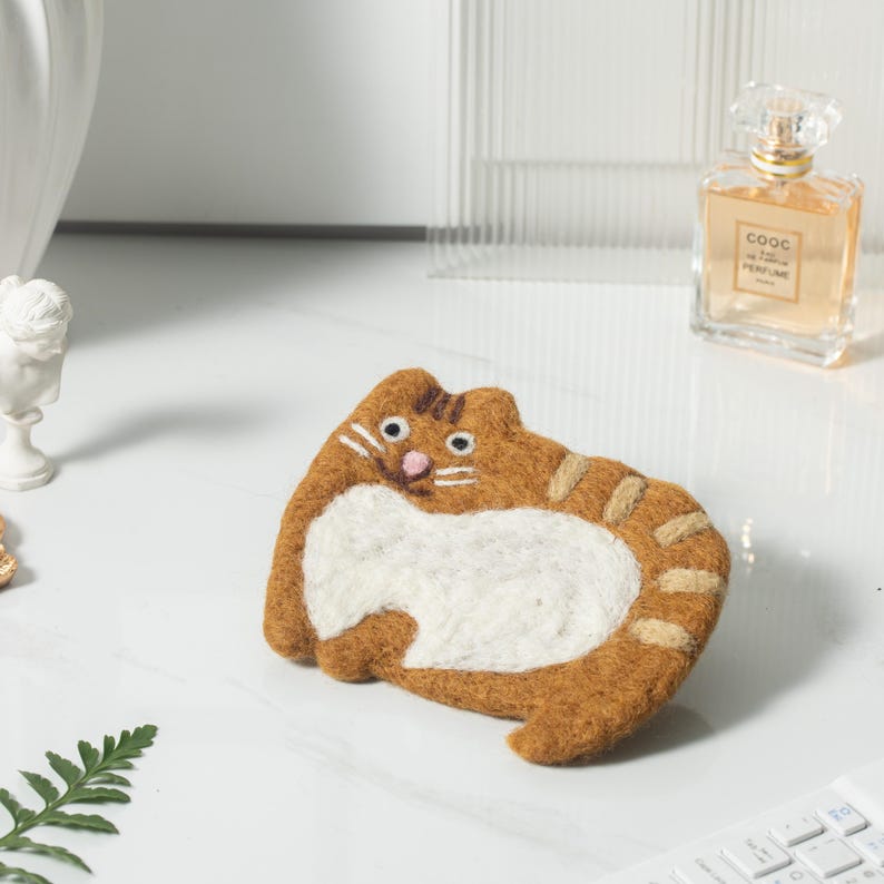 Wollfilz Kaffeetasse Untersetzer Katzen Design Handgemacht 11-12 cm