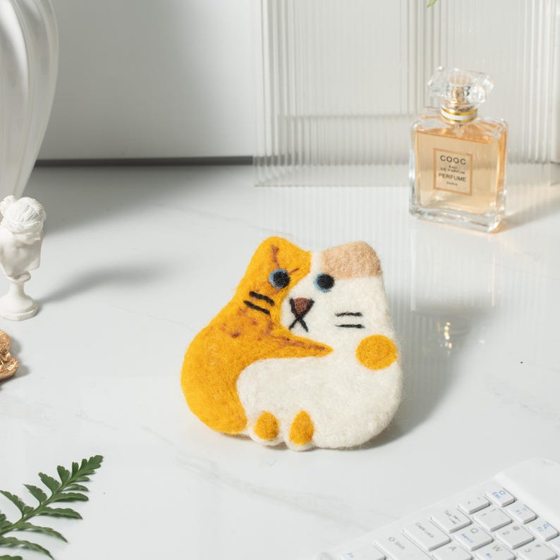 Wollfilz Kaffeetasse Untersetzer Katzen Design Handgemacht 11-12 cm