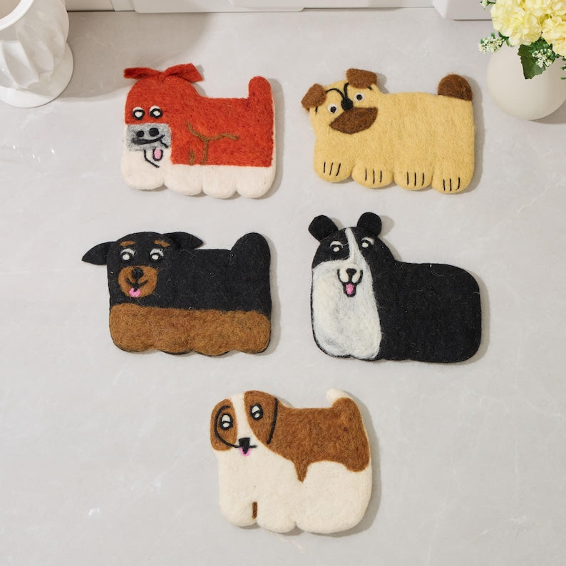 Wollfilz Untersetzer für Hunde - Tierform, 15-18 cm