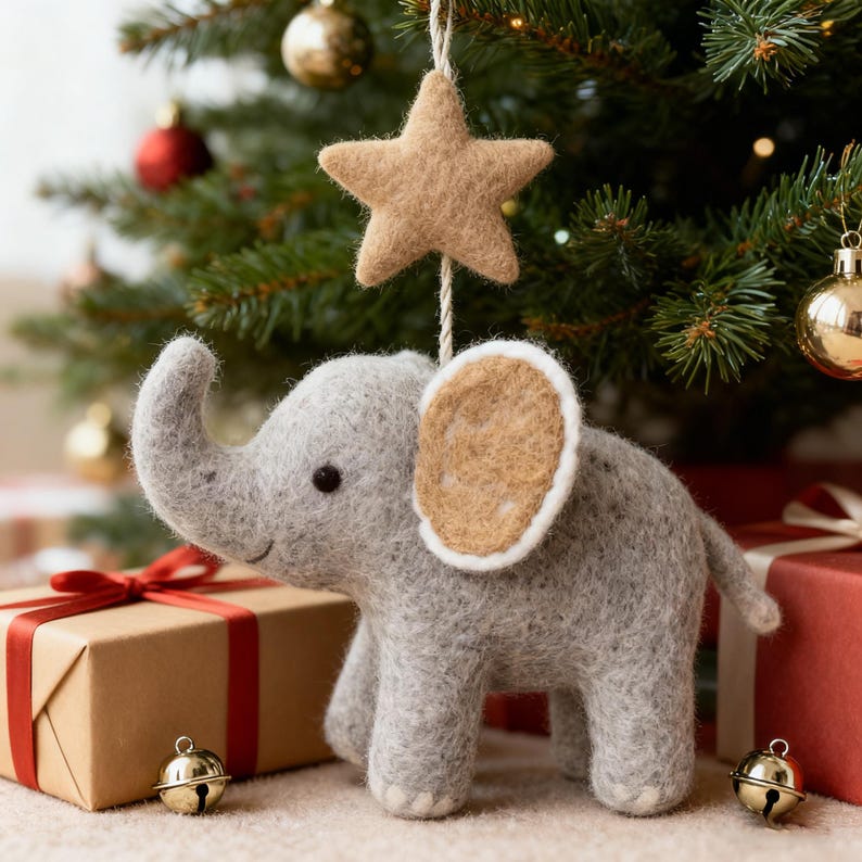 Wollfilz Elefant Anhänger Handgemachter Tieranhänger Weihnachtsdekoration Wohnkultur Deko Weihnachtsgeschenk