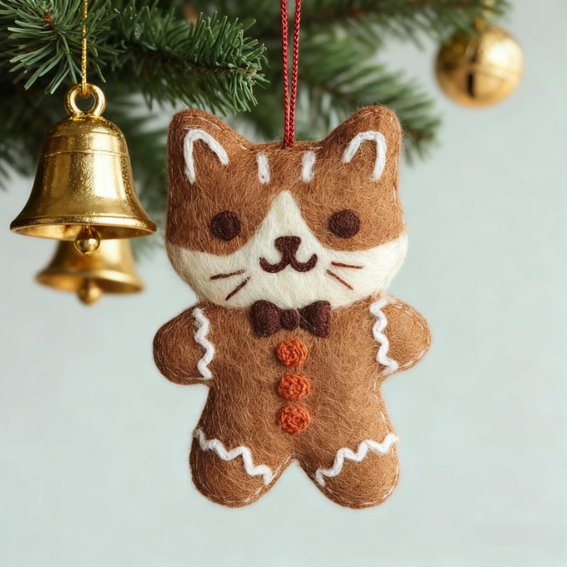 Filz Lebkuchenmann Anhänger Woll Weihnachtsdekoration Katze Spielzeug Christbaumschmuck Geschenk