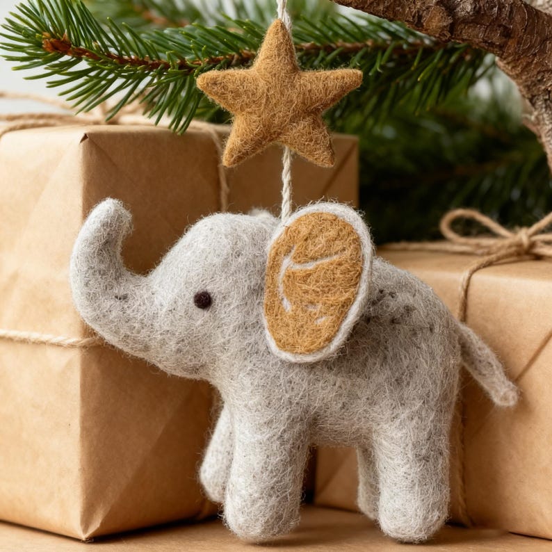Wollfilz Elefant Anhänger Handgemachter Tieranhänger Weihnachtsdekoration Wohnkultur Deko Weihnachtsgeschenk