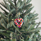 Filz Ornament Pompom Herz Anhänger Regenbogen - Filzkugel Pompom Ornament - Weihnachtsdekoration