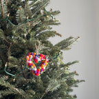 Filz Ornament Pompom Herz Anhänger Regenbogen - Filzkugel Pompom Ornament - Weihnachtsdekoration