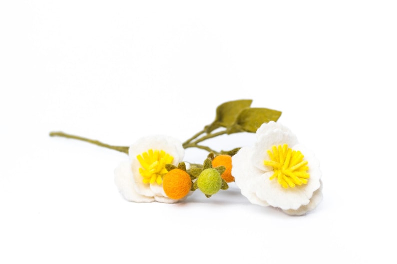 Filz Wildrose Zweig mit Beeren – Rosenzweig Filz, Boho Naturdeko