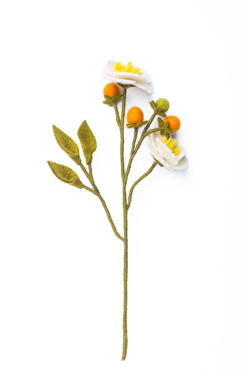 Filz Wildrose Zweig mit Beeren – Rosenzweig Filz, Boho Naturdeko