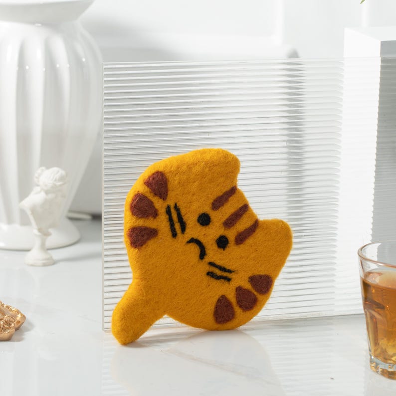 Wollfilz Tier Kaffeetasse Untersetzer - neugierige Katze, 11-12 cm