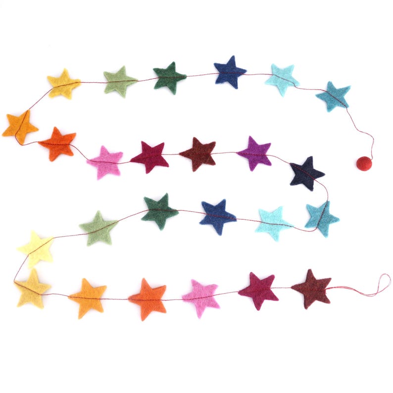 Girlande Sterne aus Filz bunt 120 cm, Weihnachtsdekoration, Sterngirlande