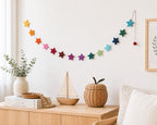 Girlande Sterne aus Filz bunt 120 cm, Weihnachtsdekoration, Sterngirlande
