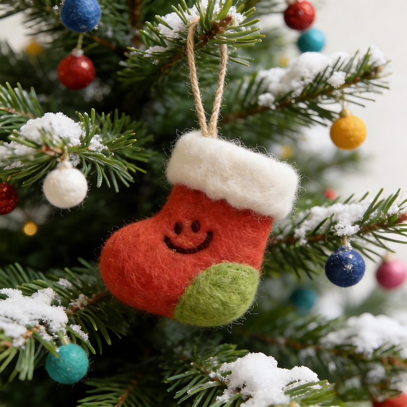 Gestrickter Wollfilz Weihnachtsstrumpf Deko Anhänger Filz Ornament Puppen