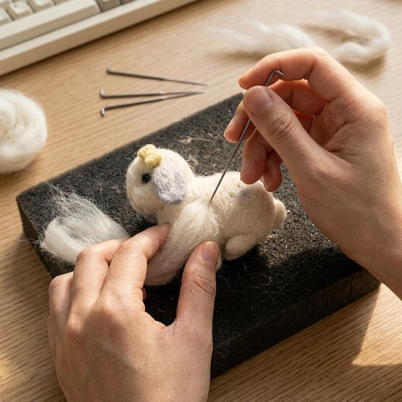 Nadelfilz Set für Anfänger Häschen Kaninchen DIY Bastelset mit Merinowolle