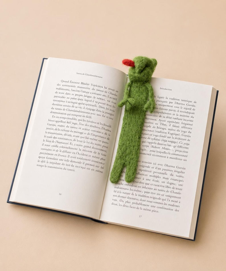 Gefilztes Frosch Lesezeichen aus Wolle (16 cm)