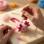 Axolotl Nadelfilz Set 3er-Set Biegbare Pink-Orange-Blau Schreibtisch Dekoration